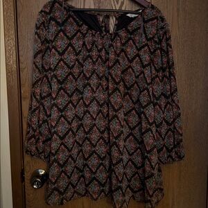 LC Lauren Conrad Black Floral Top